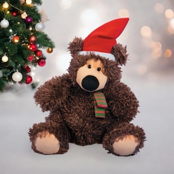 Plush 9” Brown Christmas Bear - Picture 2 of 2